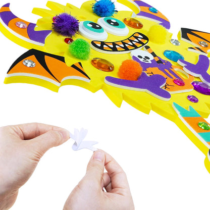 24-Set Halloween Monster Craft Kit for Kids – DIY Foam Ornament Art Activity, Classroom Project & Party Favors