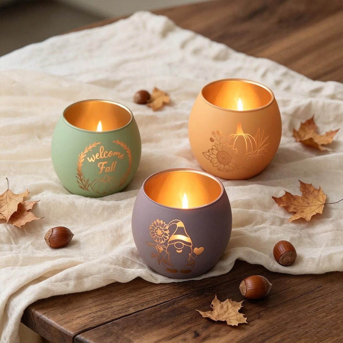 12-Piece Fall Candle Holder Set – Thanksgiving Table Centerpiece Decorations for Autumn Home Décor