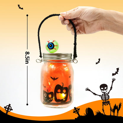 4-Piece Halloween Mason Jar Craft Kit for Kids – DIY Glass Jar Decorating Set with Accessories