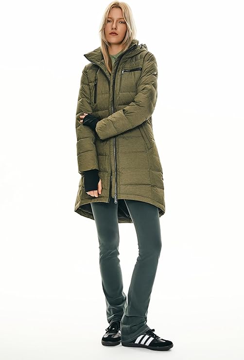 Women’s Long Winter Down Jacket – Warm Quilted Puffer Coat with Hood, Slim Fit