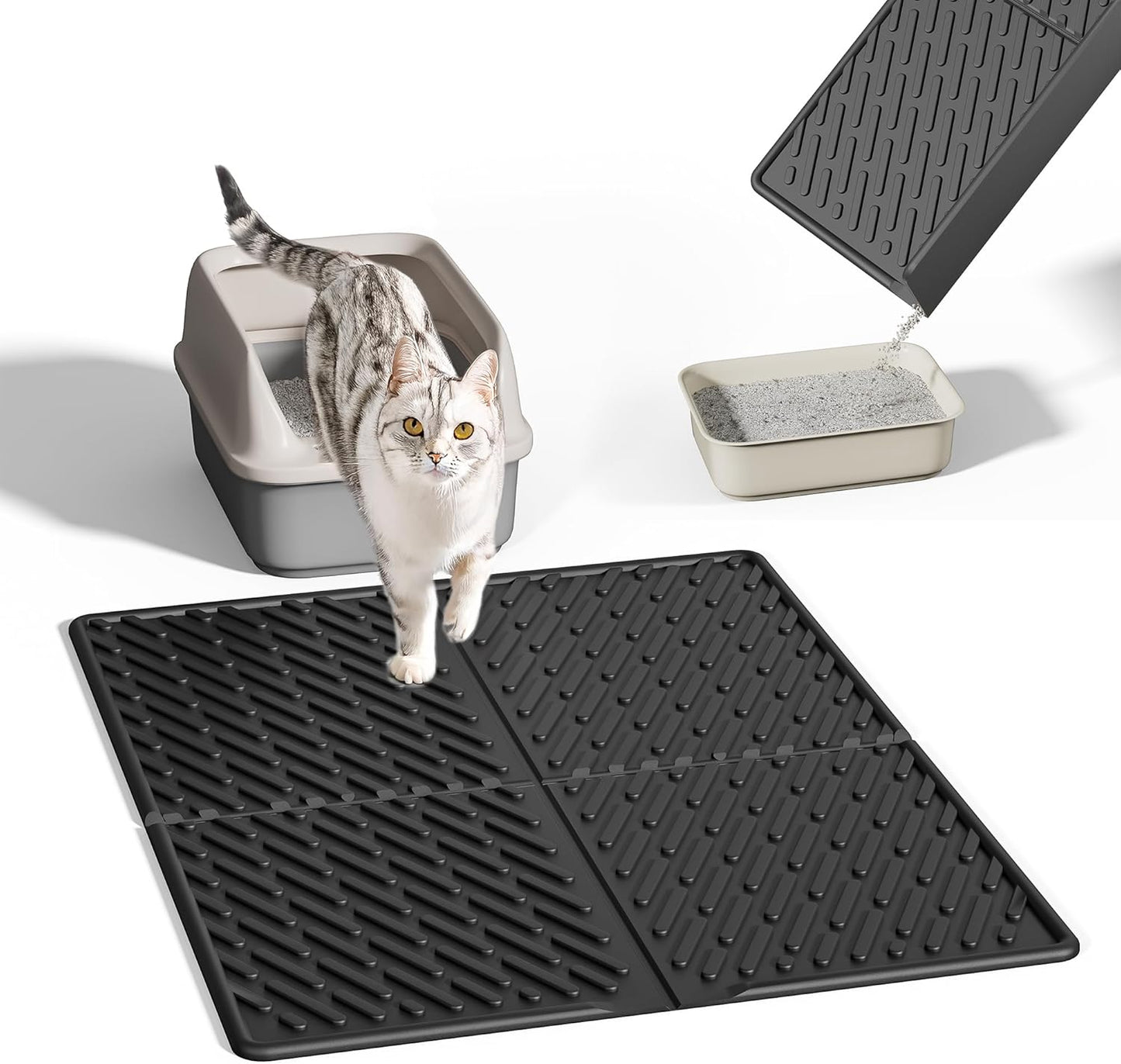 Cat Litter Box Mat - Scratch-Resistant, Easy to Clean, Soft on Paws, Waterproof & Urine-Proof
