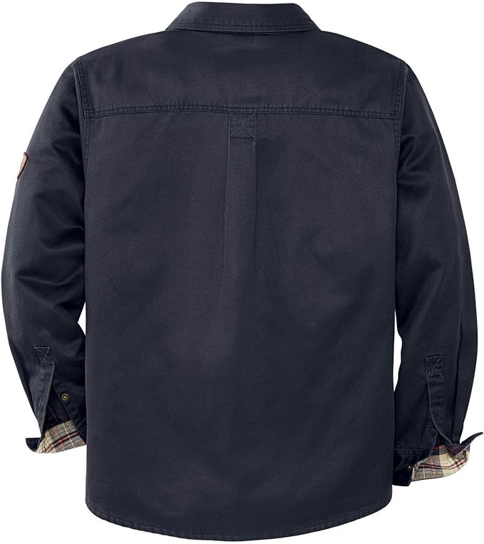 Men's Flannel Lined Shirt Jacket, Water Resistant,  Waxed Cotton, Size Large