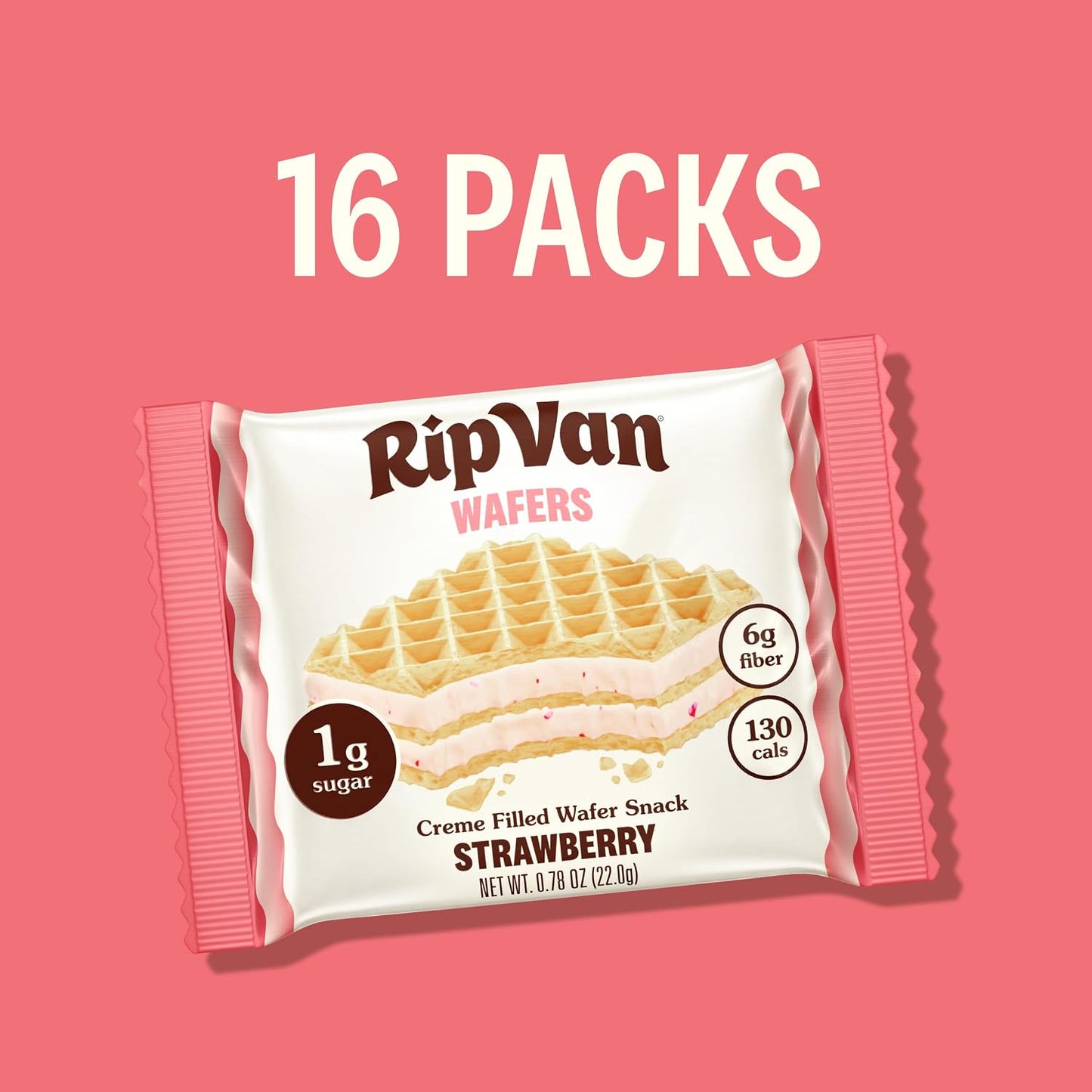 Strawberry Keto Wafer Cookies – Vegan, Non-GMO, Low Sugar (1g), Low-Calorie Snack, 16 Count
