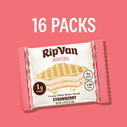 Strawberry Keto Wafer Cookies – Vegan, Non-GMO, Low Sugar (1g), Low-Calorie Snack, 16 Count