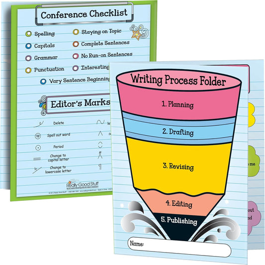 Set of 12 Tri-Fold Student Folders - Take Home Organizer for Grades 1-5