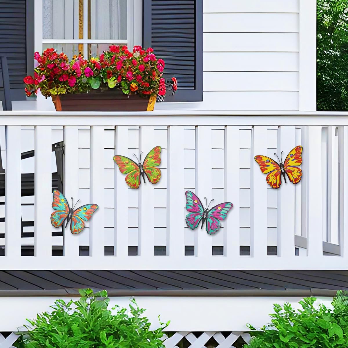 9.6" Metal Butterfly Wall Décor (4 Pack) – Outdoor Fence & Garden Wall Art for Patio, Balcony, Living Room or Bedroom