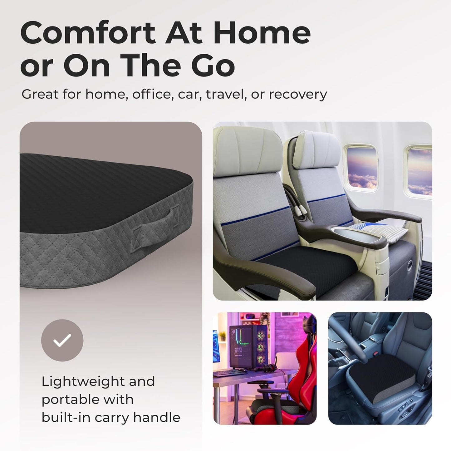 Extra Large Seat Cushion, Stylish Plush Velvet Cover, X-Large Memory Foam for Office Chair, Floor Pillow, Cushion Back Pain Coccyx Pain Relief, Carry Handle (Extra Large)