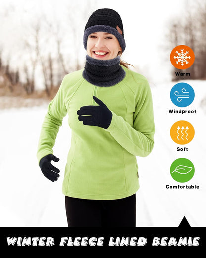 10 Pieces Winter Hat Beanie Scarf Touch Screen Gloves and Sock Set (Black, Gray)