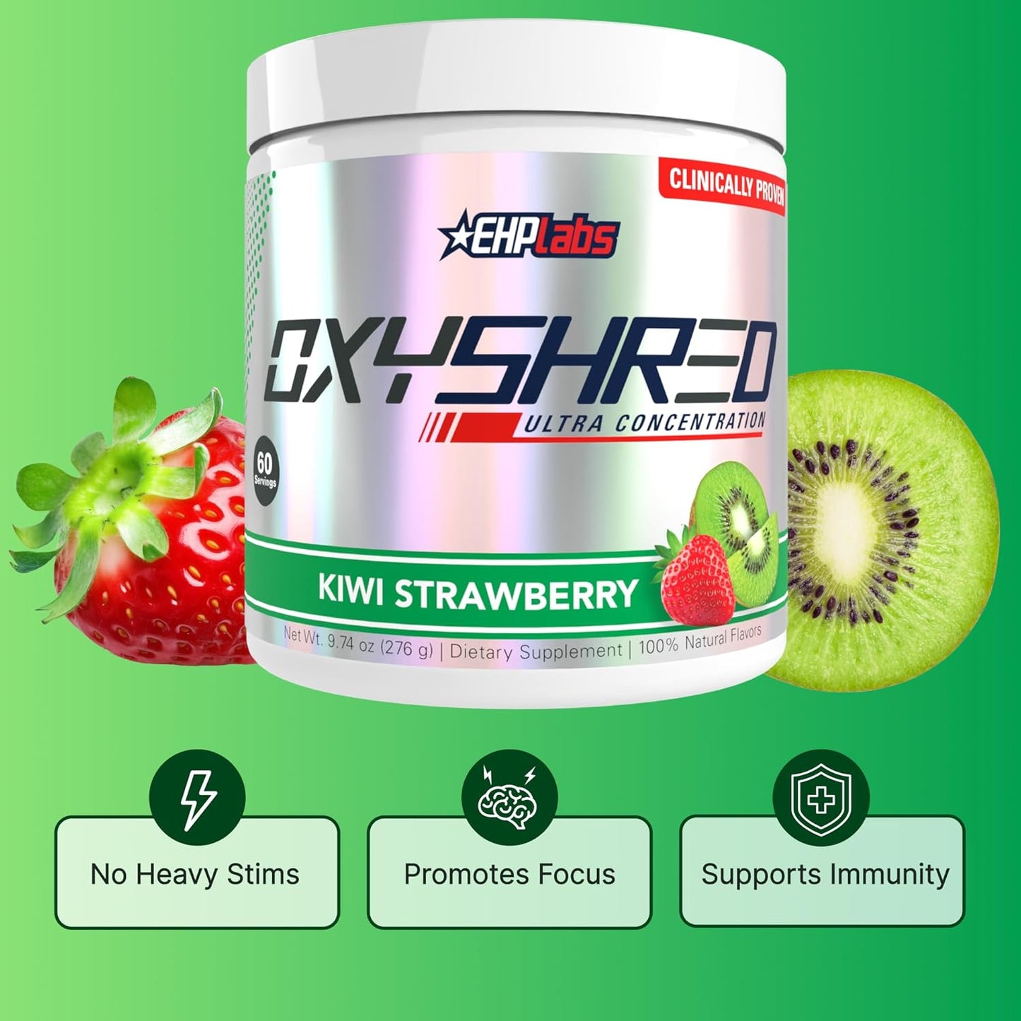 OxyShred Pre-Workout Powder – Energy Boost with L-Glutamine & ALCAR (Kiwi Strawberry, 60 Servings)