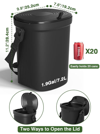Leakproof Car Trash Can – 1.9 Gallon Silicone Hanging Garbage Bin with Lid for Cars, SUVs & Trucks