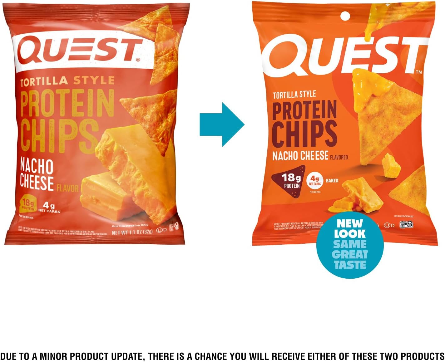 Nacho Cheese Protein Chips – 18g Protein, 4g Net Carbs, Gluten Free – 1.1 oz (12 Pack)