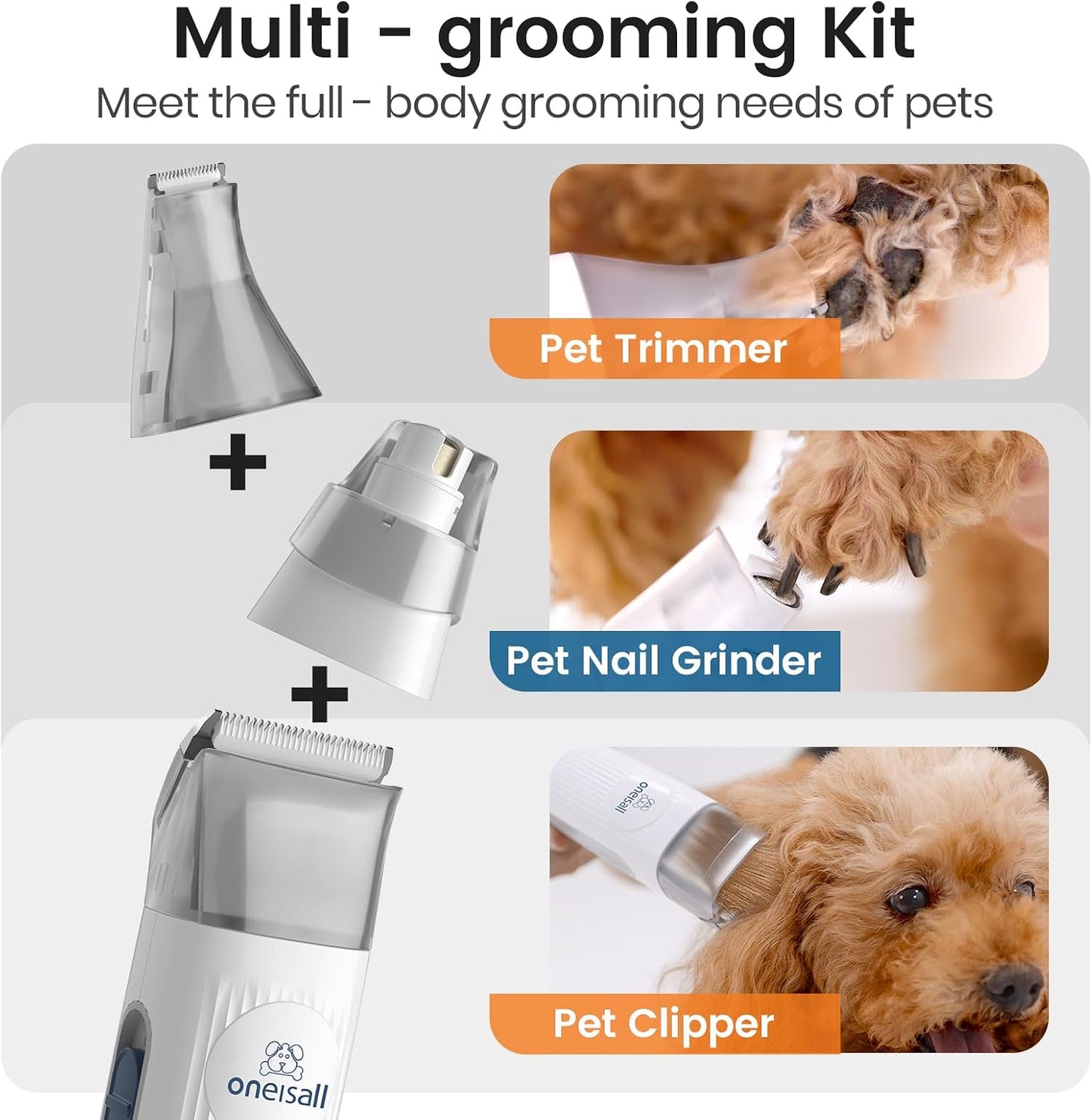Dog Grooming Vacuum Kit – Pet Grooming Vacuum with Clippers, Nail Grinder & 7 Grooming Tools