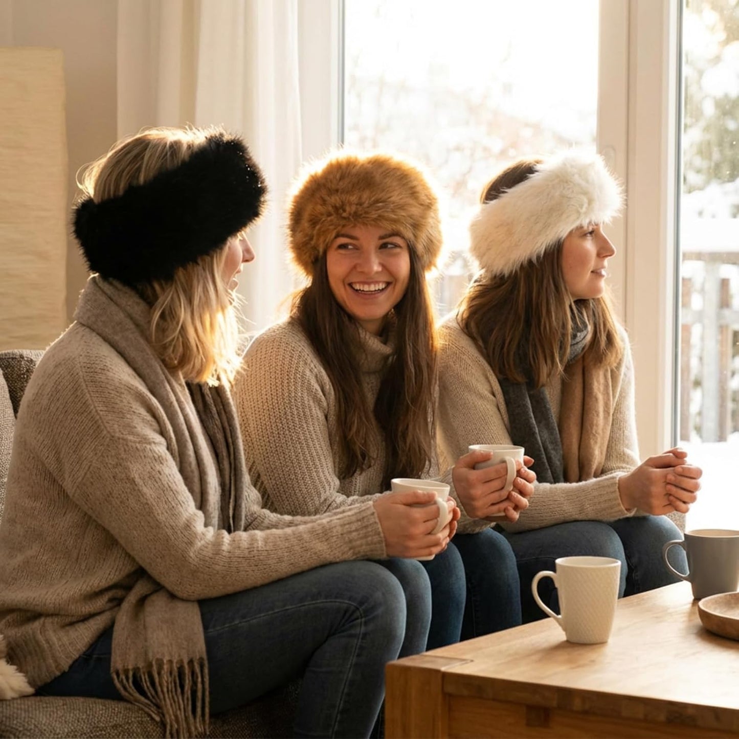 3-Pack Faux Fur Headbands for Women – Fluffy Winter Ear Warmers (3 Colors)