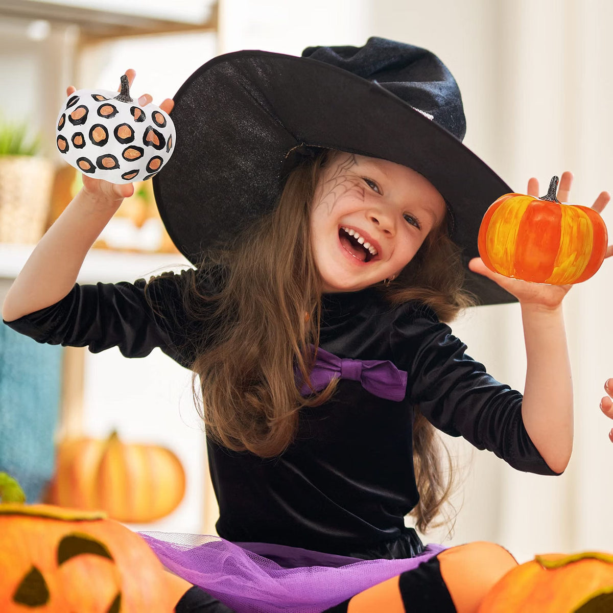 12-Set DIY Pumpkin Painting Kit – White Foam Craft Pumpkins for Kids, Fall Halloween & Thanksgiving Art Activity and Party Favors