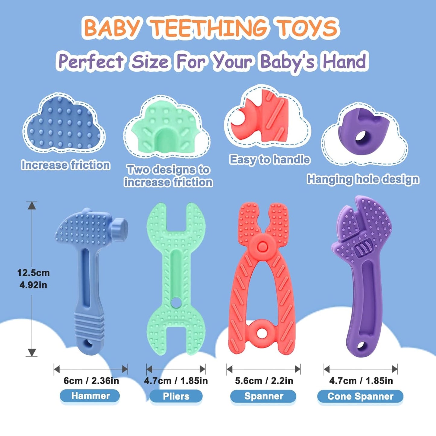 Baby Silicone Teething Toy Set – 4-Piece BPA-Free Chew Tools for Infants (3+ Months)