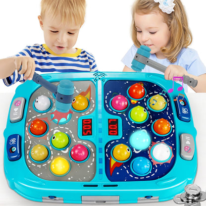 Whack Mole Game for Toddlers Interactive Educational Toys with Sound and Light, PK Mode with 2 Hammers