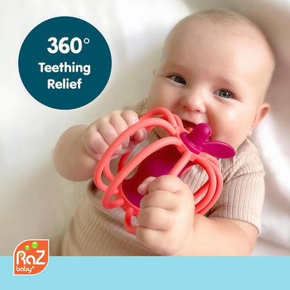 Silicone Teether & Rattle Toy – BPA-Free, Easy-Grip Teething Relief with Soothing Sounds (3M+)