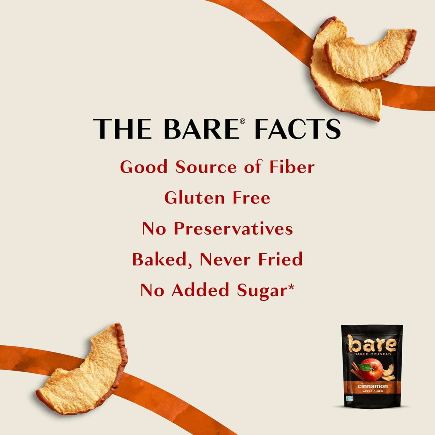 Bare Baked Crunchy Apples – Cinnamon Flavor, 3.4 oz (Pack of 6)