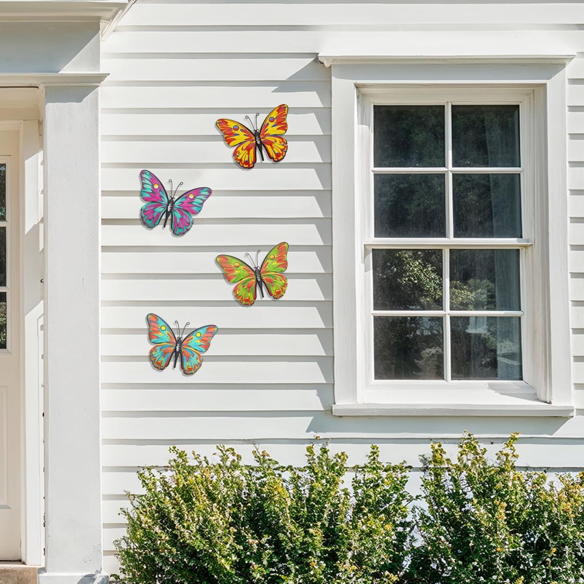 9.6" Metal Butterfly Wall Décor (4 Pack) – Outdoor Fence & Garden Wall Art for Patio, Balcony, Living Room or Bedroom