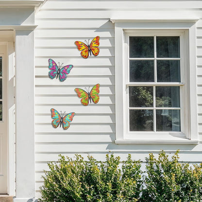 9.6" Metal Butterfly Wall Décor (4 Pack) – Outdoor Fence & Garden Wall Art for Patio, Balcony, Living Room or Bedroom