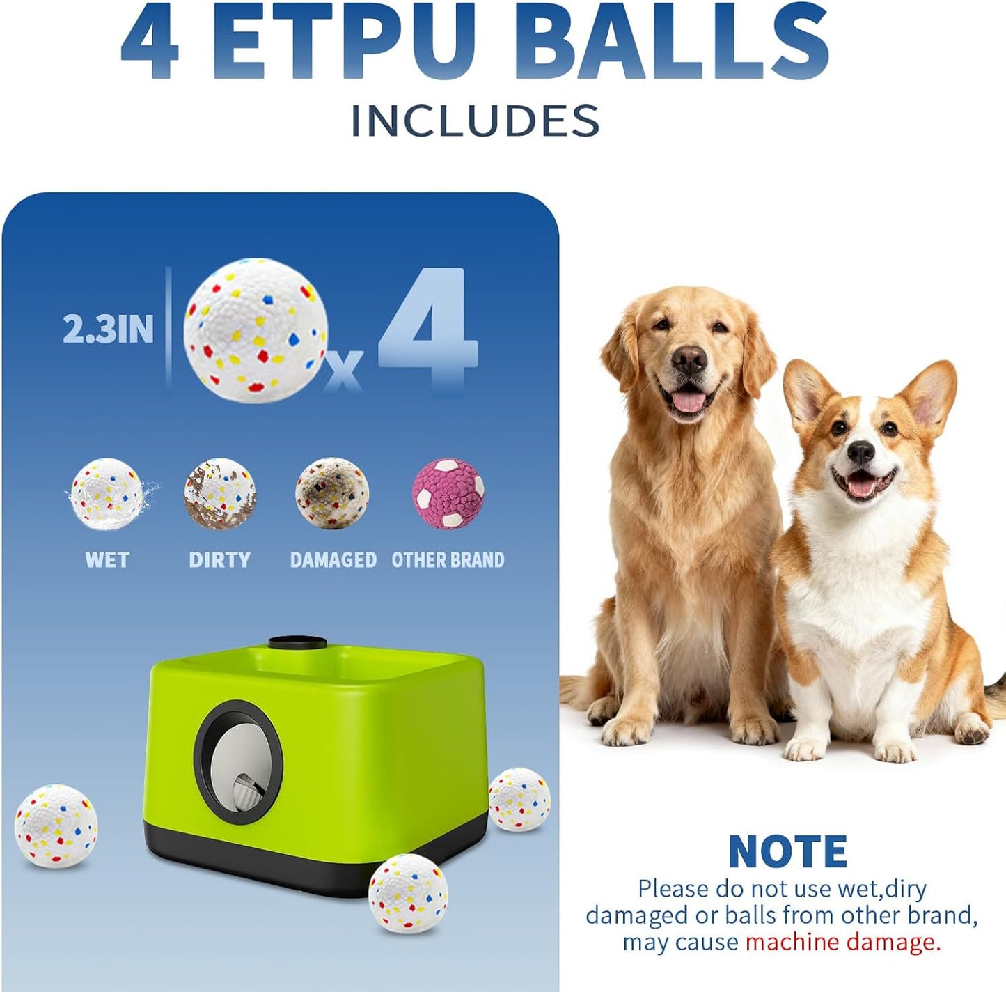Automatic Pet Ball Launcher – Indoor & Outdoor Dog Toy with 4 Chew-Resistant Balls for Interactive Play