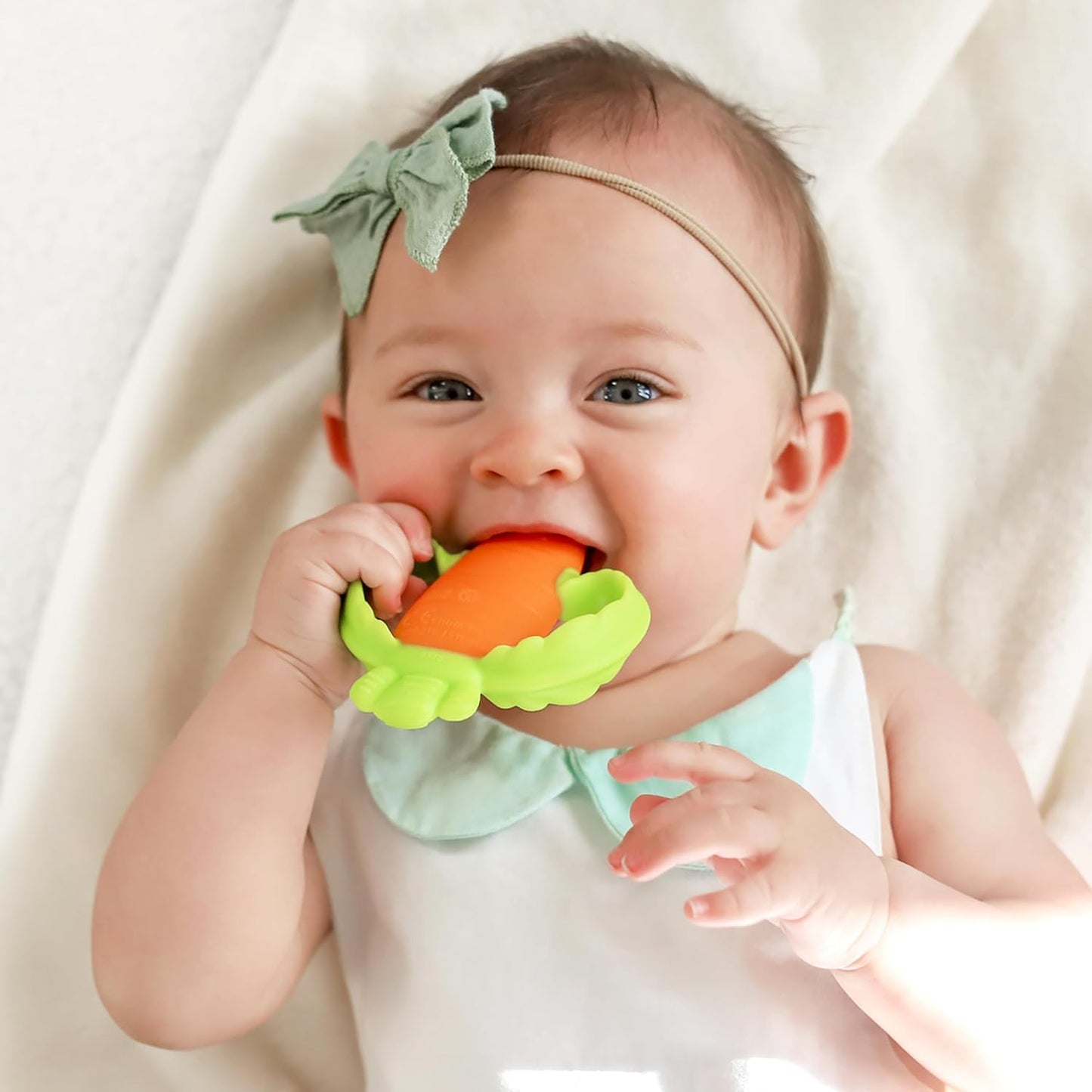 Lil’ Nibbles Textured Silicone Teether, BPA-Free Baby Teething Toy, Soft, Easy to Hold, Sensory Stimulation for Infants, Carrot