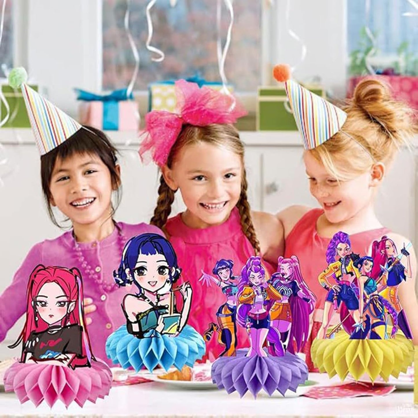 Demon Hunters Honeycomb Party Decorations (8 PCS) – Cartoon Table & Birthday Party Decor