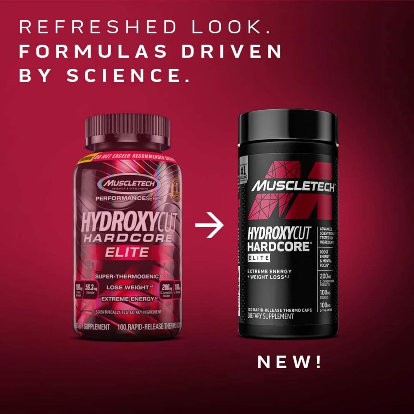 Hydroxycut Hardcore Elite – Rapid-Release Thermo Caps for Energy & Focus (50 Servings)