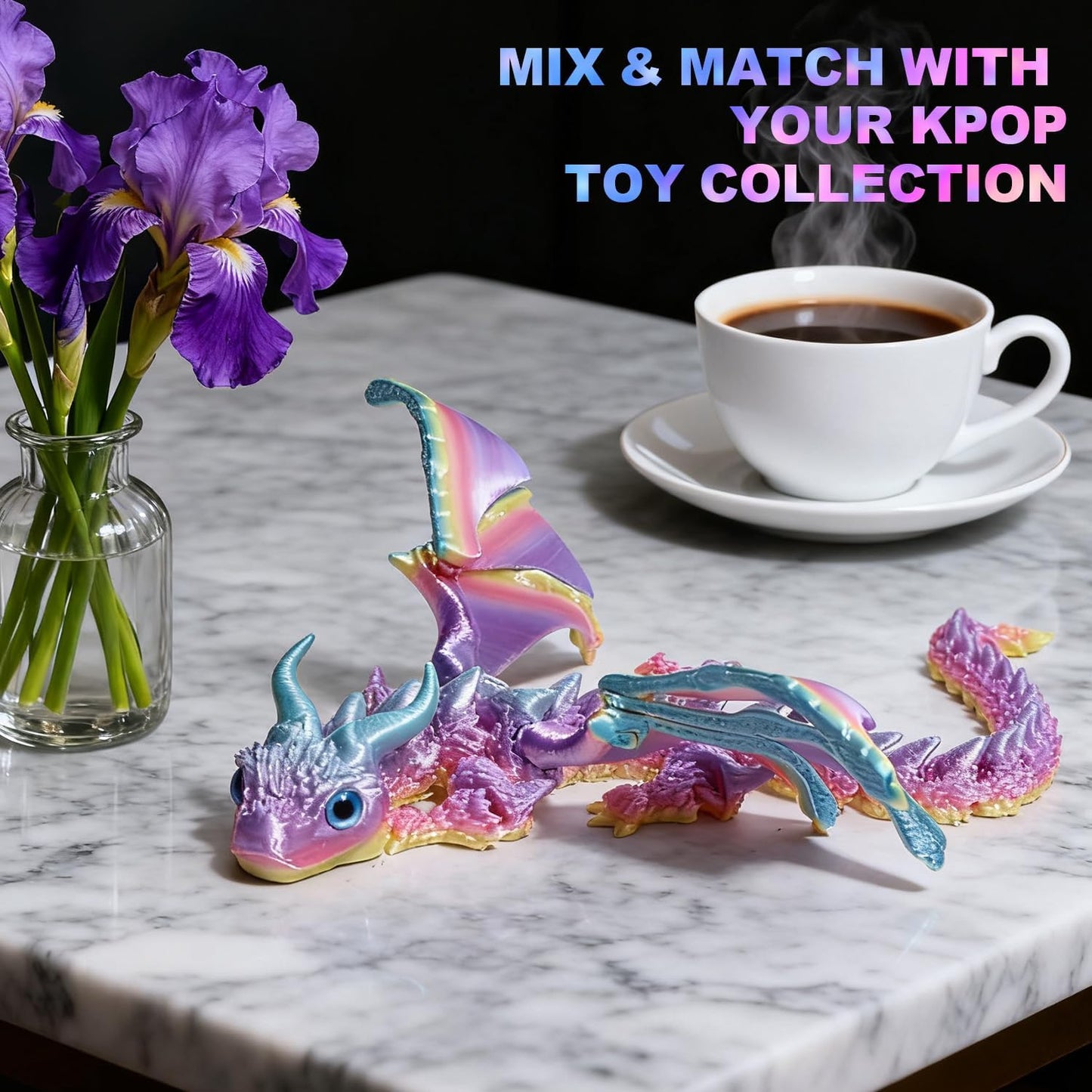 Flexible Winged Dragon Fidget Toy – 3D Printed Articulated Dragon Figure for Gifts & Collectors