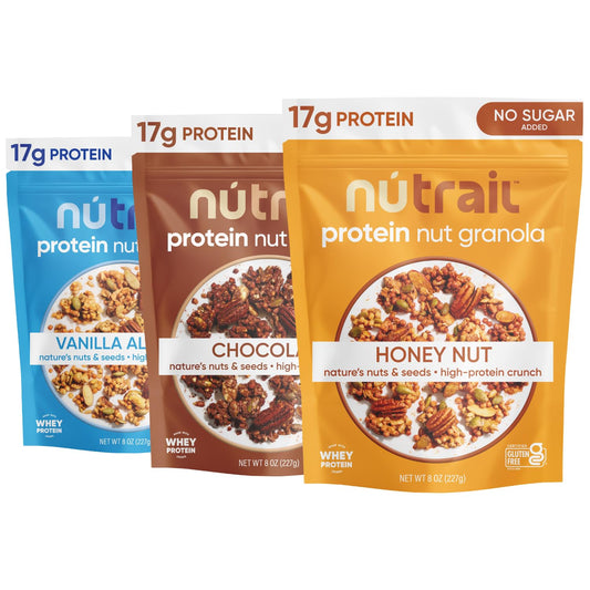 NuTrail Nut Granola Cereal Variety Pack – 17g Protein, Keto, Low Carb, Gluten Free, 8 oz (3 Count)