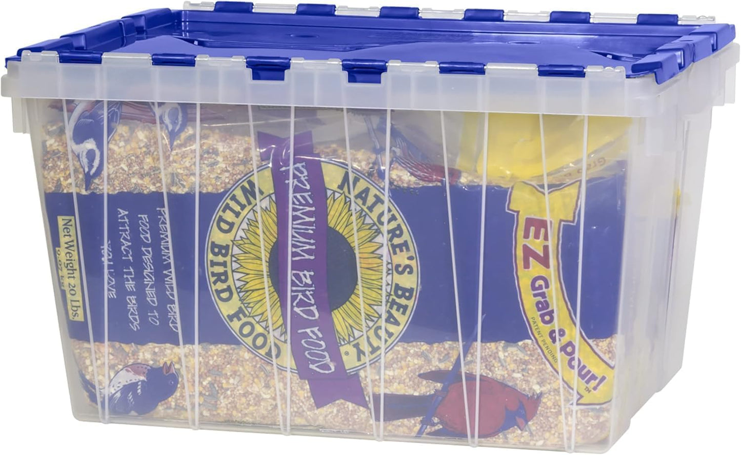 12-Gallon Stackable Plastic Storage Tote with Lid - Clear/Blue (21.5" x 15" x 12.5")