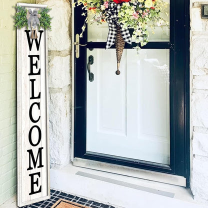 Standing Welcome Sign for Front Porch (White)
