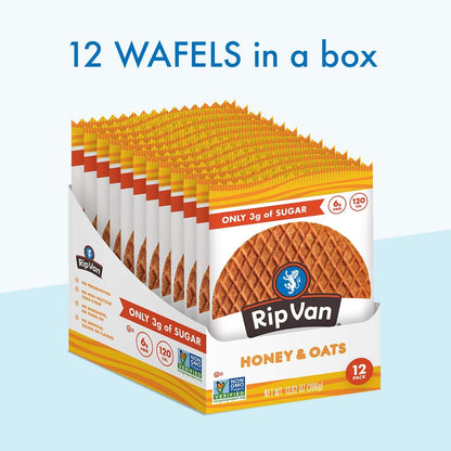 Honey & Oats Stroopwafels – Keto-Friendly, Non-GMO, Low Sugar (3g), Low-Calorie Snack, 48 Pack