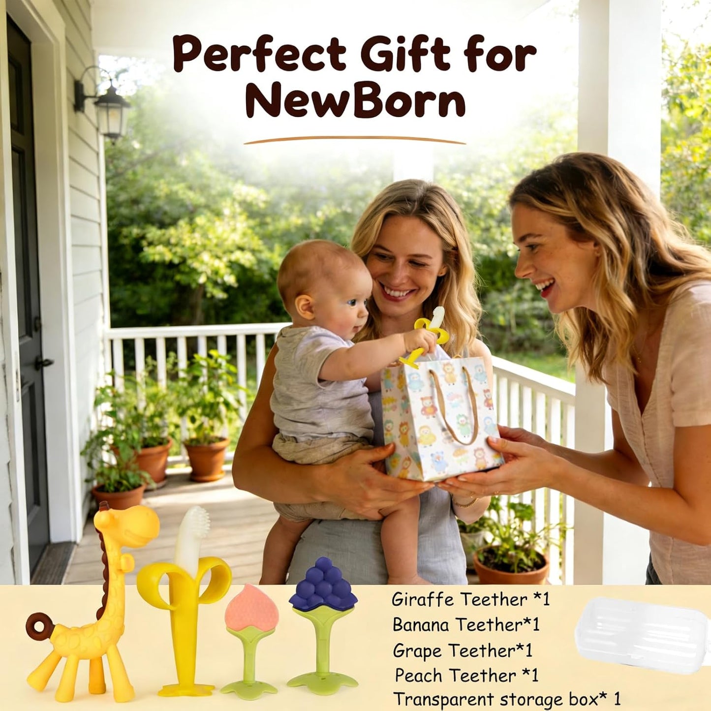 Baby Teething Toys – BPA-Free Freezer-Safe Banana & Giraffe Teethers for Infants (3–6 Months)