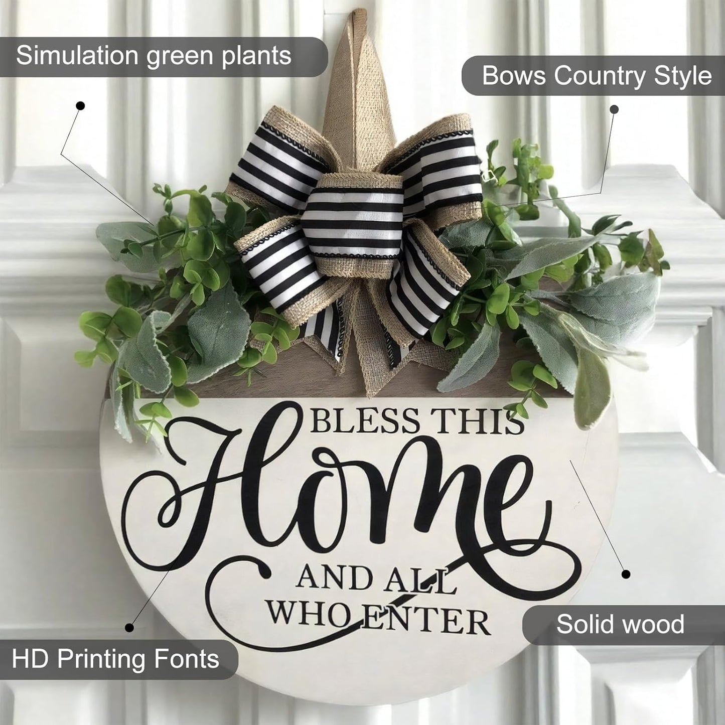 Rustic Round Wood Welcome Sign – Front Door & Porch Wall Décor for All Seasons