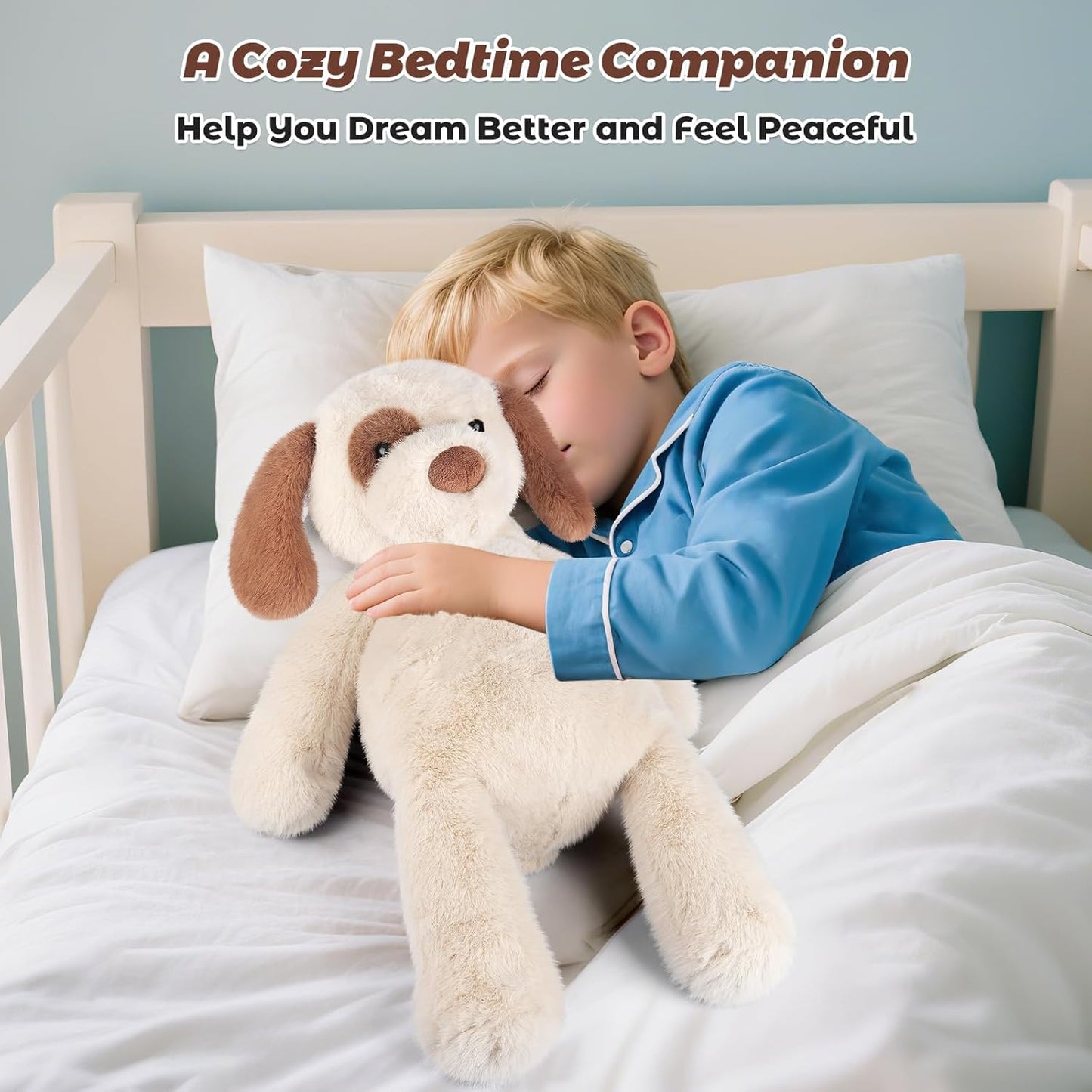 24" Weighted Dog Plush – 4.5 lb Adjustable Sitting/Laying Stuffed Animal with Removable Ceramsite Bag