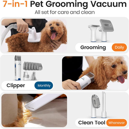 Dog Grooming Vacuum Kit – Pet Grooming Vacuum with Clippers, Nail Grinder & 7 Grooming Tools