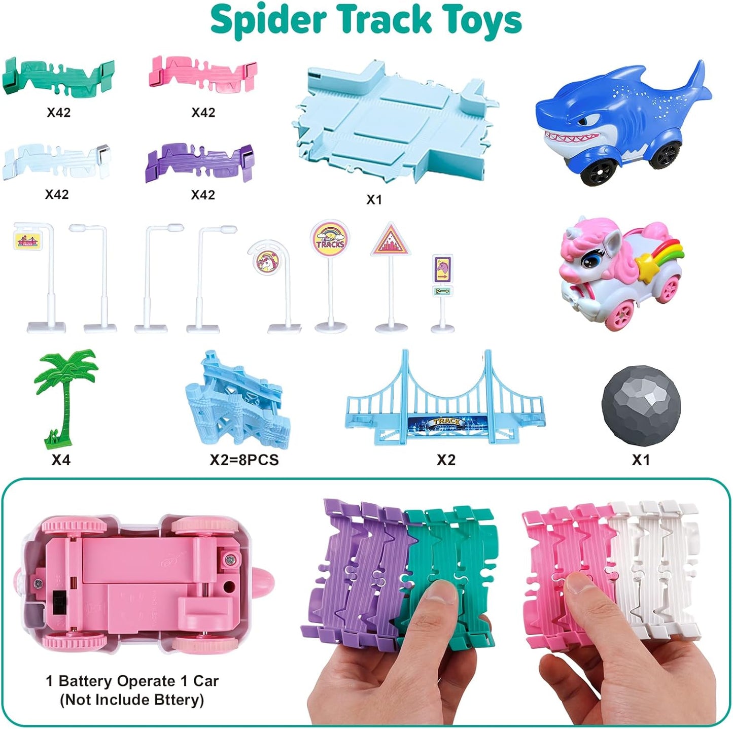 194 PCS Race Car Track Set – Monster Truck Toy for Kids Ages 3–8 – Building Car Toys for Boys & Girls