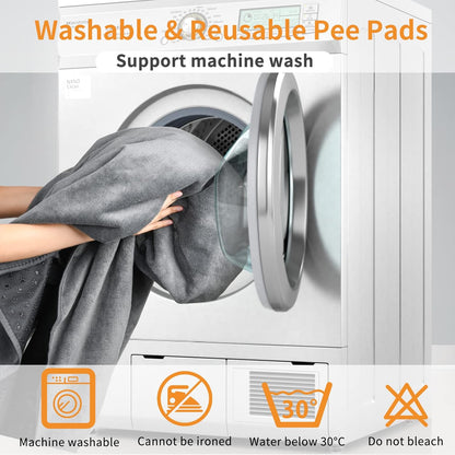 Extra Large Washable Dog Pee Pads (2 Pack) – Non-Slip Reusable Pet Mat, 36" x 48" – Gray