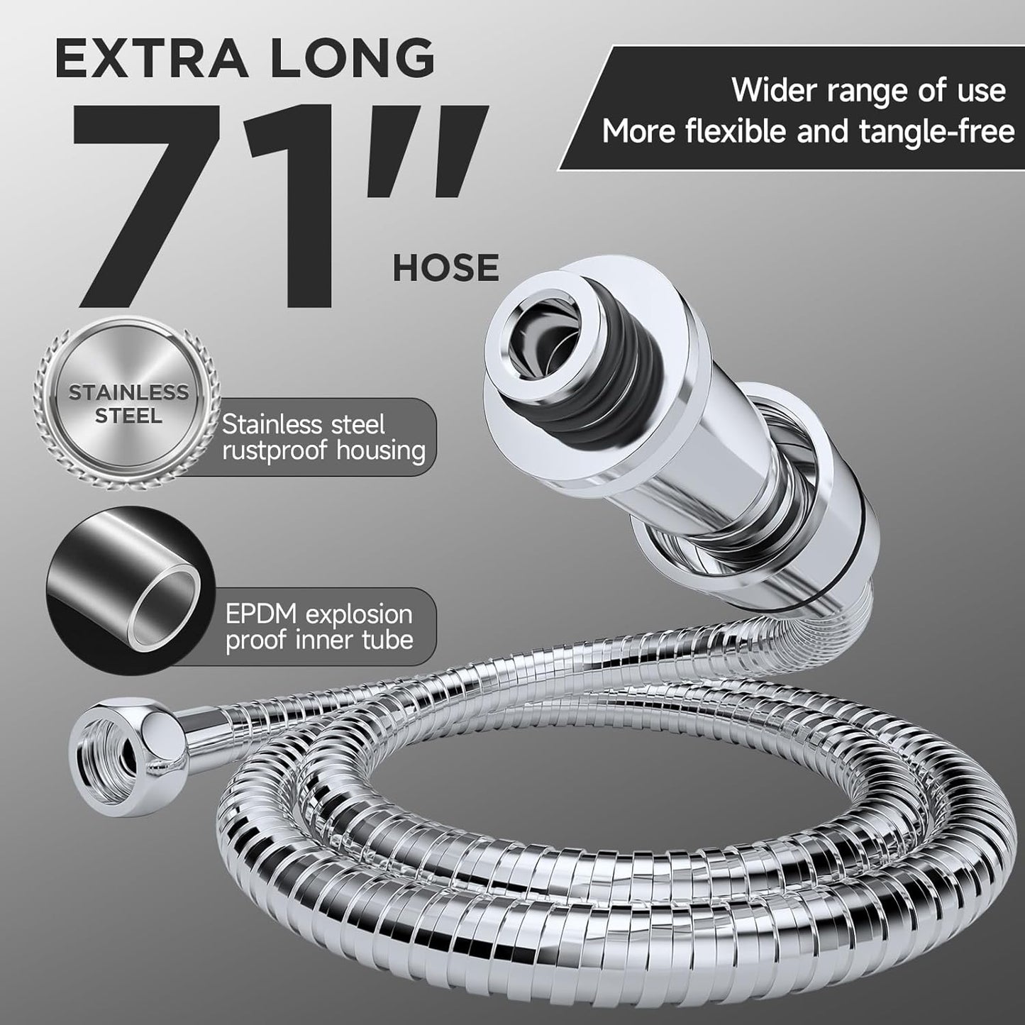 6-Mode Wide Rain Shower Head – High Pressure Handheld Shower Combo with Adjustable Arm and Anti-Clog Design