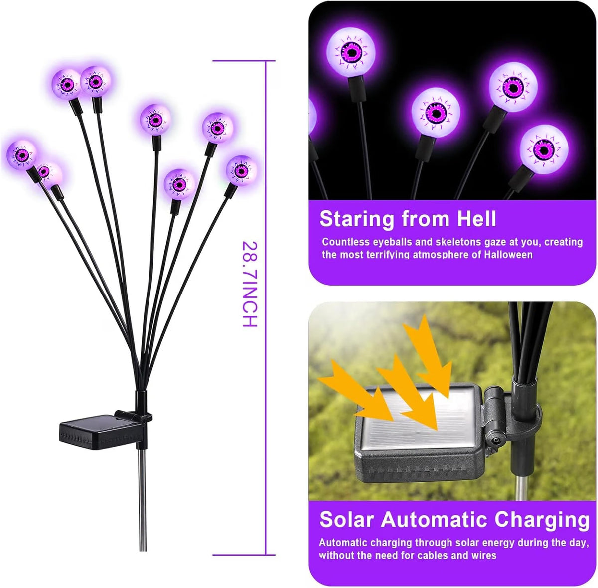 10-Pack Solar Halloween Scary Eyeball Lights – 80 LED Waterproof Outdoor Spooky Yard Decorations