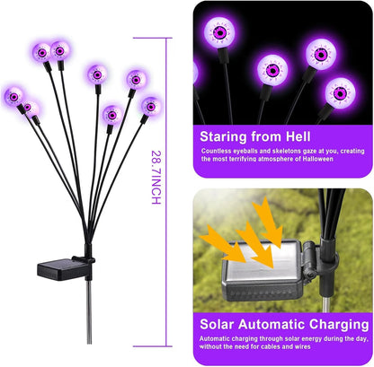 10-Pack Solar Halloween Scary Eyeball Lights – 80 LED Waterproof Outdoor Spooky Yard Decorations