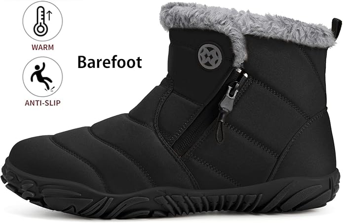 Barefoot Winter Snow Boots – Zero Drop, Wide Toe Box, Fur-Lined (Women’s 9 Wide / Men’s 7.5 Wide)
