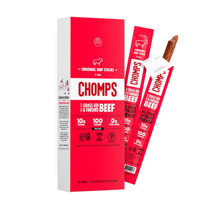 Grass-Fed Original Beef Jerky Snack Sticks – Keto, Paleo, Whole30, 10g Protein, Gluten-Free, Zero Sugar, Non-GMO (10 Pack)