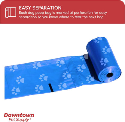 Poop Bags for Dogs with Dispenser, 1000 Count - Leak-Proof Dog Waste Bags and Bone-Shaped Dog Poop Bags Holder for Leash - Rainbow with Paw Prints, 12.5" x 8.5"
