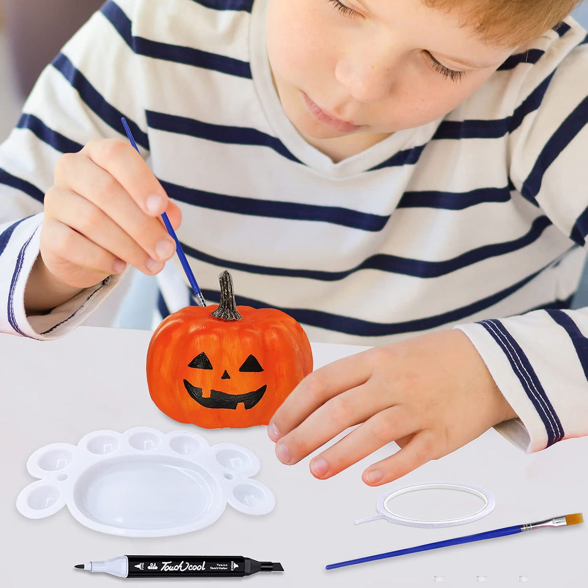 12-Set DIY Pumpkin Painting Kit – White Foam Craft Pumpkins for Kids, Fall Halloween & Thanksgiving Art Activity and Party Favors