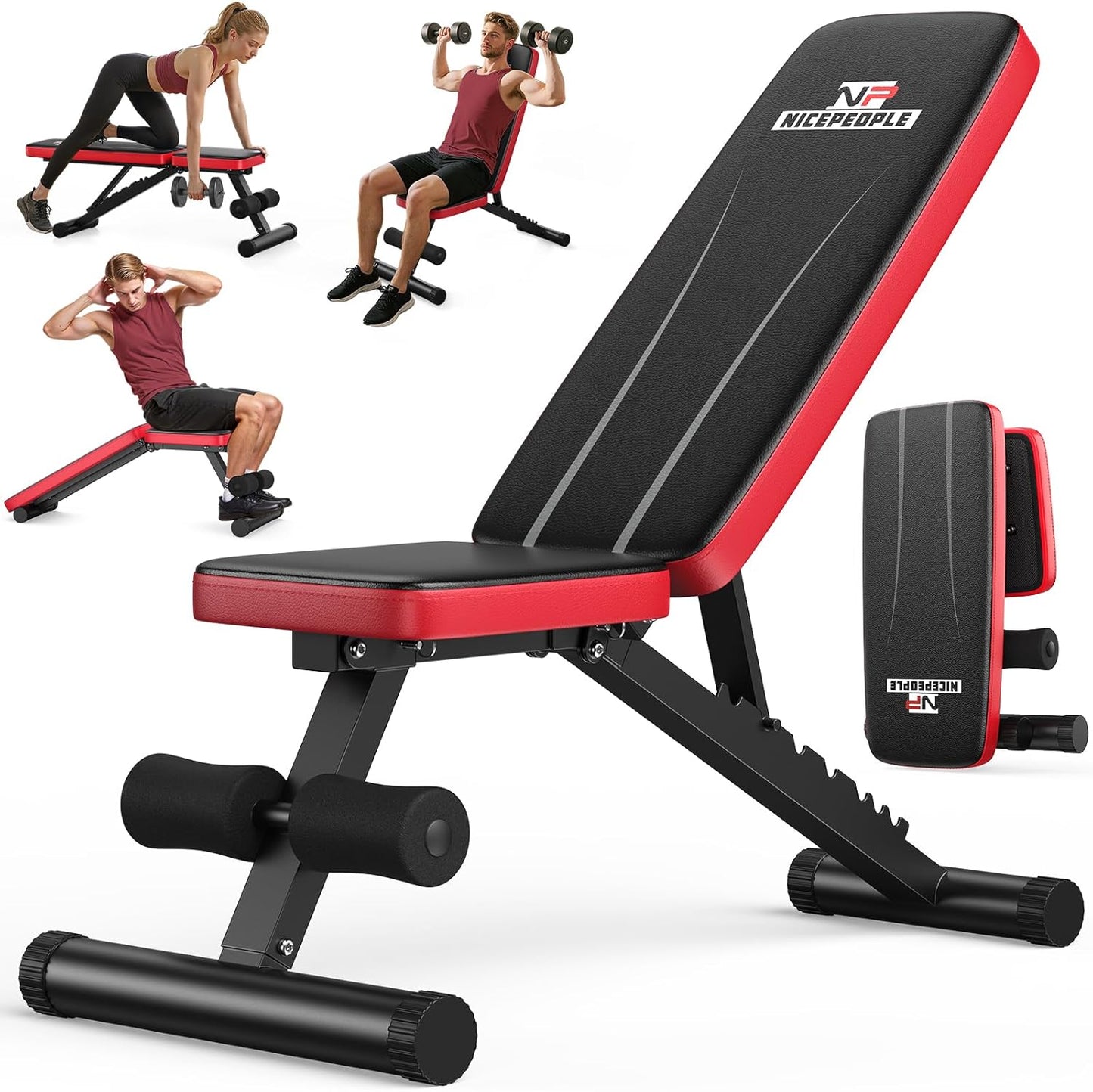 Adjustable Weight Bench – 660 lb Foldable Workout Bench with 8 Backrest Positions for Home Gym Training