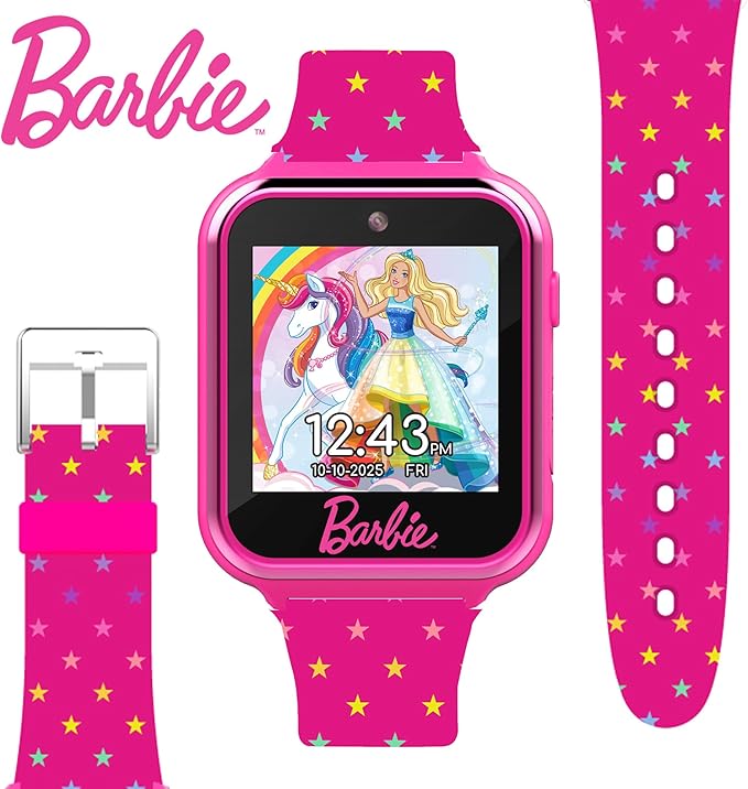 Barbie Kids Smart Watch - Touchscreen, Games, Selfie Camera, Step Tracker, Silicone Strap (Fits 5.5" to 8.5" Wrists)