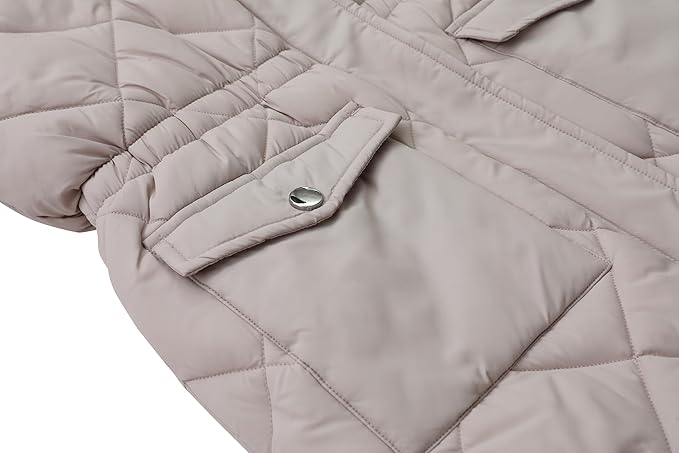Girls’ Waterproof Winter Parka – Hooded Fleece-Lined Insulated Coat (Light Khaki, Size 5)