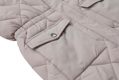 Girls’ Waterproof Winter Parka – Hooded Fleece-Lined Insulated Coat (Light Khaki, Size 5)
